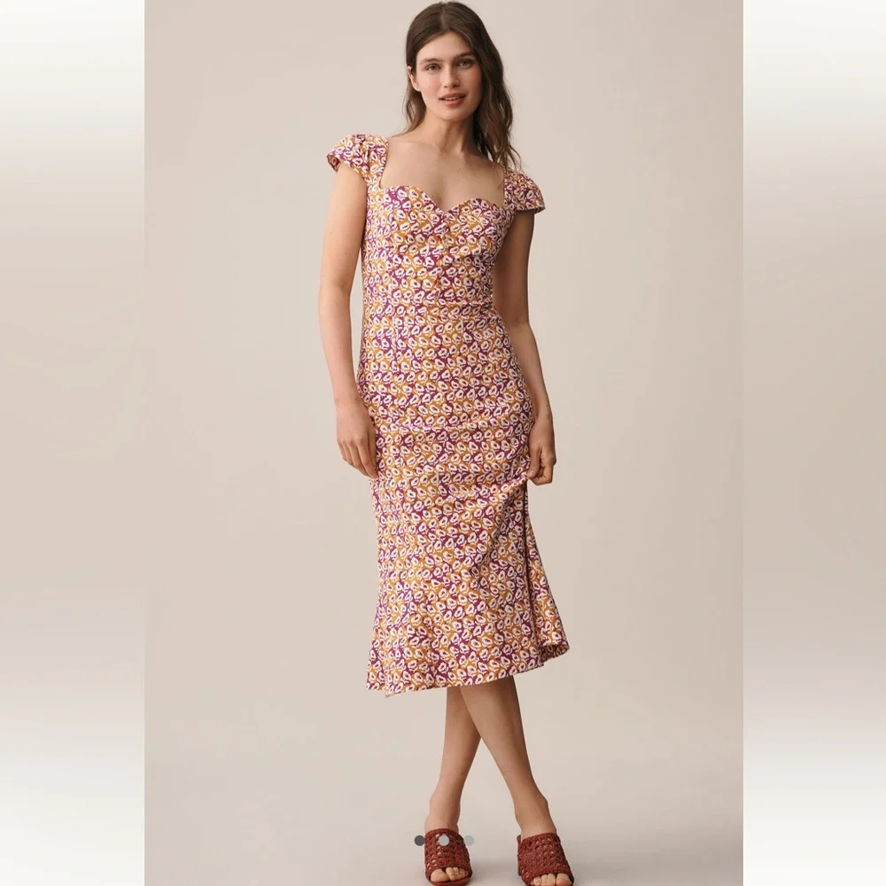 Anthropologie Maeve Cecily Fit & Flare Midi Dress NWT Size Large - Picture 4 of 12